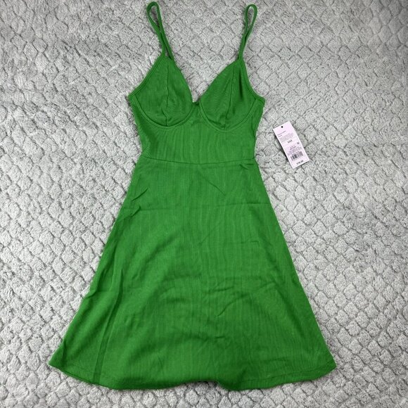 Wild Fable Green Sleeveless A-Line Dress With Adjustable Straps & V-Neckline XXS - Picture 1 of 2